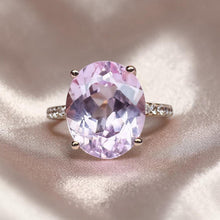Load image into Gallery viewer, 10K Rose Gold Large 5.6CT Pink Sapphire Ring Size 6 White Sapphire Pave Wedding Band 3.2g September Birthstone Engagement Ring Fine Jewelry