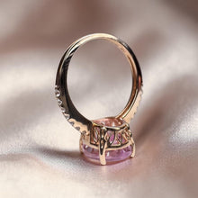 Load image into Gallery viewer, 10K Rose Gold Large 5.6CT Pink Sapphire Ring Size 6 White Sapphire Pave Wedding Band 3.2g September Birthstone Engagement Ring Fine Jewelry