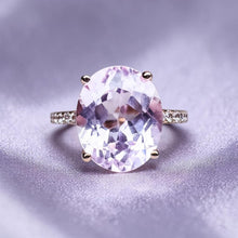 Load image into Gallery viewer, 10K Rose Gold Large 5.6CT Pink Sapphire Ring Size 6 White Sapphire Pave Wedding Band 3.2g September Birthstone Engagement Ring Fine Jewelry