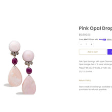 Load image into Gallery viewer, 14K Gold Natural Peruvian Pink Opal & Diamond Earrings 9.78cttw Gumball Opal Dangle Drop Earrings 6.6g October Birthstone Fine Jewelry