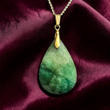 Load image into Gallery viewer, Retro South African Emerald Teardrop Necklace - 14K Yellow Gold Natural Hand Cut Faceted Estate Pendant - 20" Rope Chain - 18g Fine Jewelry