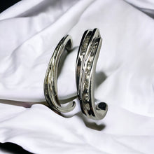 Load image into Gallery viewer, 10k White Gold 1/3 Carat T.W. Diamond Earrings Diamond J Hook Hoops 21mm 3.3g
