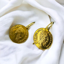 Load image into Gallery viewer, 10k Gold Antique Emperor Maximilian Gold Coin Earrings Emperador Maximiliano 1g
