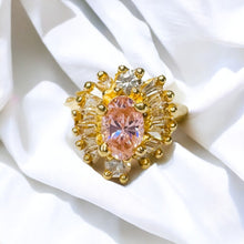 Load image into Gallery viewer, Vintage 10k Gold Pink Topaz &amp; Simulated Diamond Ring Size 4.5 Cluster Ring 3.6g
