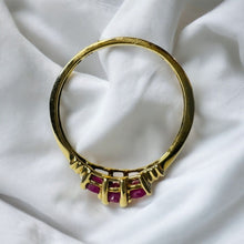 Load image into Gallery viewer, 10k Gold Diamond &amp; Ruby Ring Sz 7 Earth Mined 2/3 Carat T.W. Oval Three Stone
