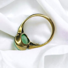 Load image into Gallery viewer, 10k Gold Antique Jadeite Jade Ring Sz 6.75 Victorian Oval Cabochon Ring 4.3g
