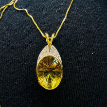 Load image into Gallery viewer, REAL 14k YELLOW GOLD 4.2cttw Oval Cut Natural Lemon Citrine Necklace 16&quot; 5.6g
