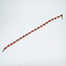 Load image into Gallery viewer, 10k Yellow Gold Ruby Diamond Tennis Bracelet 7.5&quot; Fancy Oval Cut Rubies 7.5g
