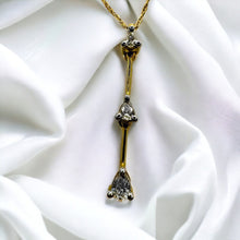 Load image into Gallery viewer, 10k Gold 1/3 Carat Natural Diamond Necklace 18&quot; Pear Cut Diamond 3 Stone Pendant
