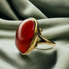 Load image into Gallery viewer, Antique 10k Gold Carnelian Ring size 6 Victorian Cabochon Ring 3.8g
