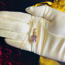 Load image into Gallery viewer, REAL 14k YELLOW GOLD Brazilian 4.4cttw ROSE DE FRANCE AMETHYST Necklace 18&quot; 4.3g
