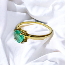 Load image into Gallery viewer, 10k Gold Natural Emerald Ring Size 7.25 Round Cut 1/2 Carat Solitaire Ring 1g
