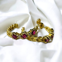 Load image into Gallery viewer, 14k Gold Diamond &amp; Natural Ruby Earrings 3/4 CTTW Rope J Hook Half Hoops 2.5g
