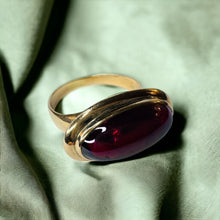 Load image into Gallery viewer, Antique 10k Gold Natural Garnet Cabochon Ring Rare Victorian Sz 7 Estate Oval Ring 5.3g
