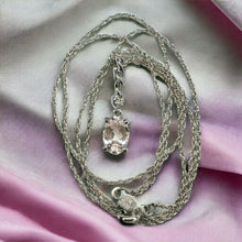 Load image into Gallery viewer, 14k White Gold Natural Pink Morganite Diamond Necklace 18&quot; Oval Cut Twist 1.4g
