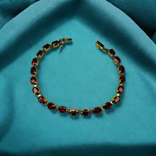 Load image into Gallery viewer, 10k Gold Garnet Tennis Bracelet 7.5&quot; 12 Carat T.W. Natural Oval Red Garnet 4.8g
