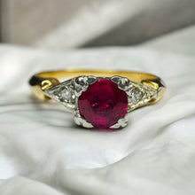 Load image into Gallery viewer, Antique 14k Gold Ruby &amp; Diamond Ring Sz 5.25 Edwardian Engagement Ring Natural Ruby Ring 585 Gold Diamond Ring Wedding Ring July Birthstone
