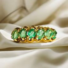 Load image into Gallery viewer, 14k Gold Natural Emerald Ring Size 9 Eternity Ring 3/4CTTW Colombian Emerald Ring 585 Gold Anniversary Gift 2.3g
