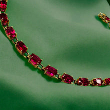 Load image into Gallery viewer, 10k Gold Ruby Tennis Bracelet 7.5&quot; 7 Carat T.W. 4.6g Oval Cut Pink Ruby July
