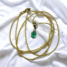 Load image into Gallery viewer, 10k Gold Natural Emerald Necklace 18&quot; Colombian Emerald &amp; Diamond Necklace 1g
