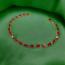 Load image into Gallery viewer, 10k Gold Ruby Tennis Bracelet 7.5&quot; 7 Carat T.W. 4.6g Oval Cut Pink Ruby July
