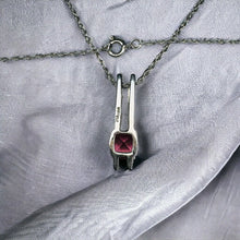 Load image into Gallery viewer, 14k White Gold Natural Pink Tourmaline Diamond Necklace 18&quot; Cushion Cut Bar Set
