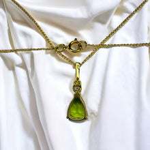 Load image into Gallery viewer, 14k Gold 1 CT T.W. Natural Peridot &amp; Diamond Necklace 15&quot; August Birthstone 1.5g
