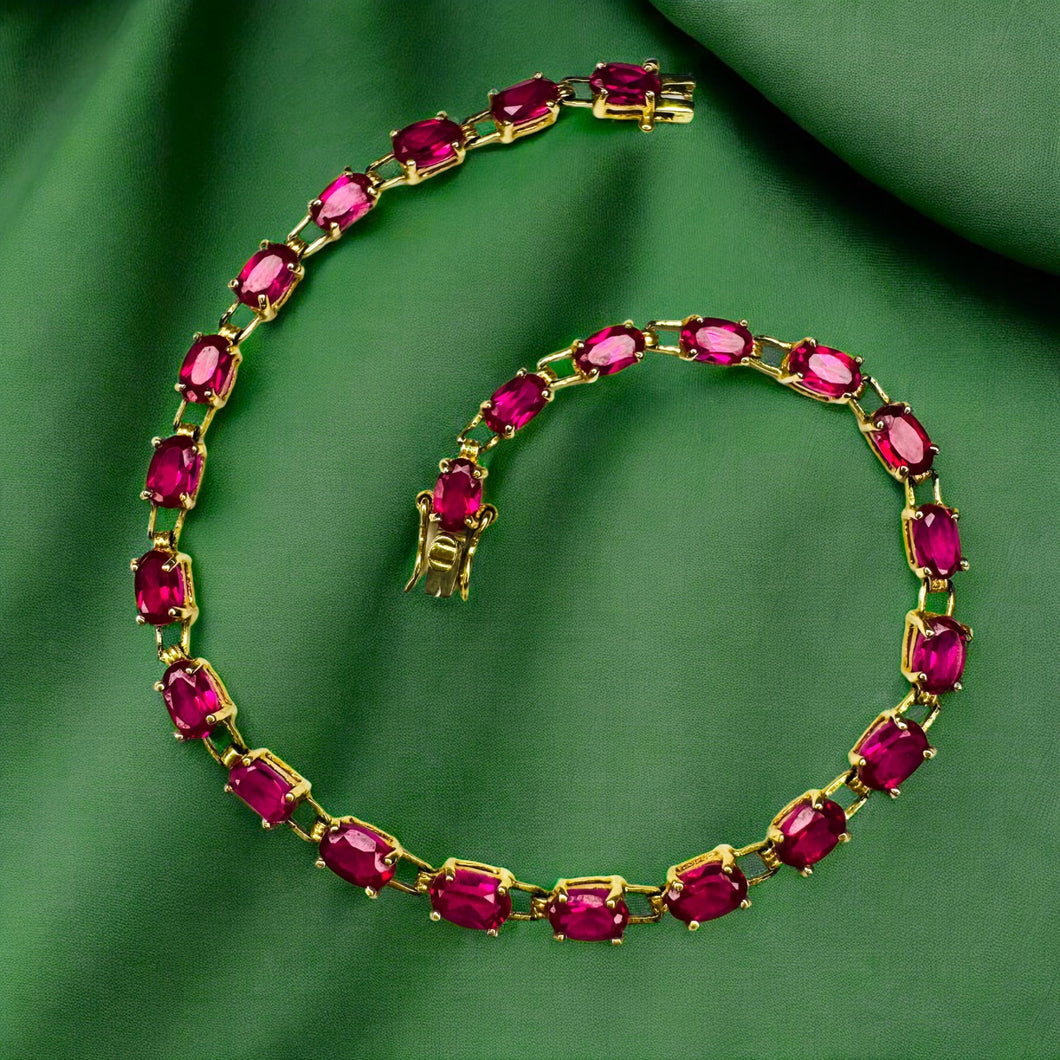 10k Gold Ruby Tennis Bracelet 7.5