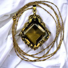 Load image into Gallery viewer, 18k Gold Antique Citrine Necklace 29&quot; Art Nouveau Hawaiian Heirloom 14.7g
