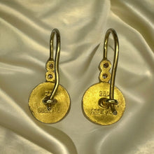 Load image into Gallery viewer, 23k Gold Agate Pegasus Intaglio Diamond Earrings 18k Gold Ancient Mythology 3.7g
