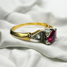 Load image into Gallery viewer, Antique 14k Gold Ruby &amp; Diamond Ring Sz 5.25 Edwardian Engagement Ring Natural Ruby Ring 585 Gold Diamond Ring Wedding Ring July Birthstone
