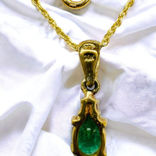 Load image into Gallery viewer, 10k Gold Natural Emerald Necklace 18&quot; Colombian Emerald &amp; Diamond Necklace 1g
