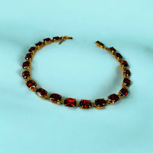 Load image into Gallery viewer, 10k Gold Garnet Tennis Bracelet 7.5&quot; 12 Carat T.W. Natural Oval Red Garnet 4.8g
