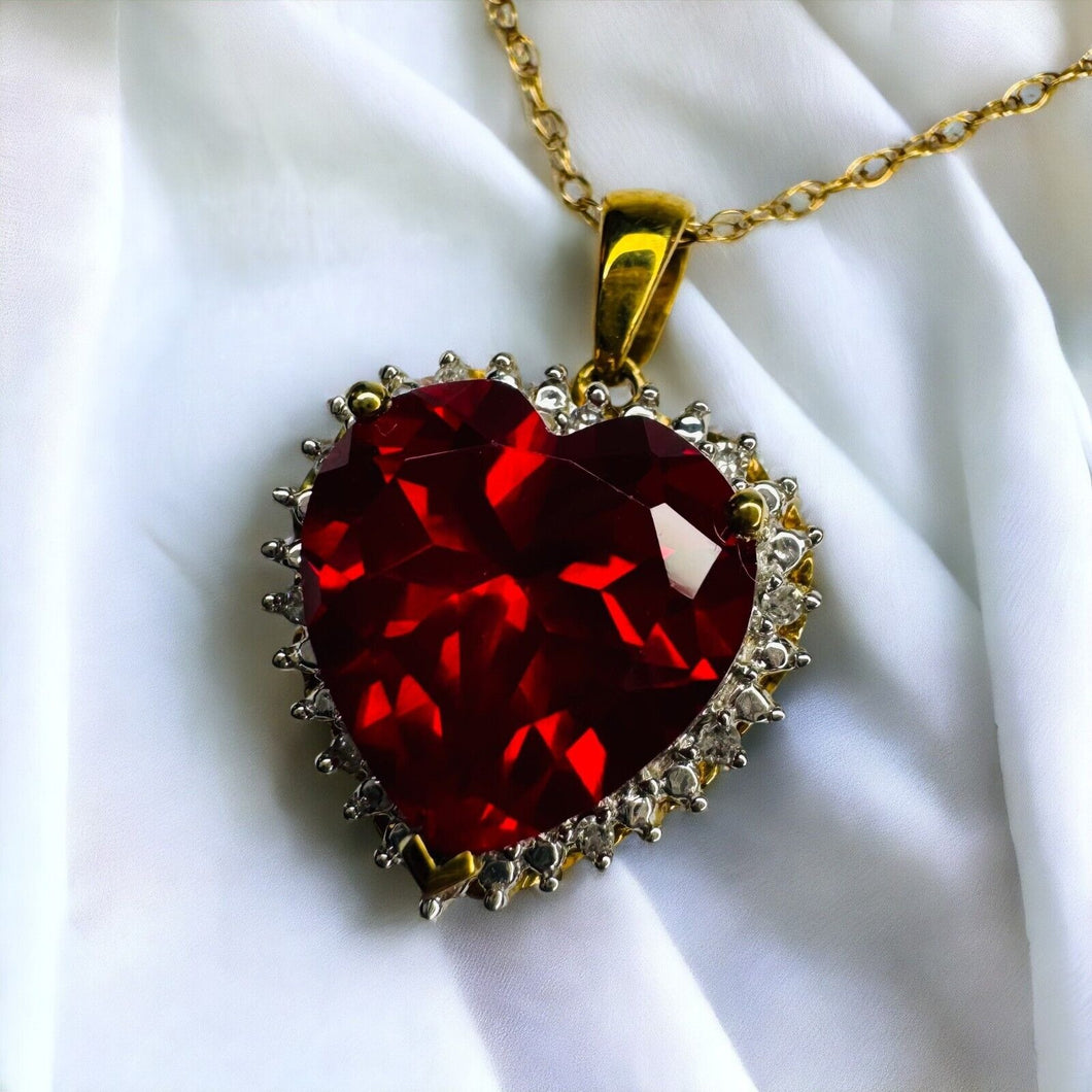 10k Yellow Gold Ruby & Diamond Necklace 18