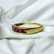 Load image into Gallery viewer, 14k Gold Natural Ruby Ring Sz5.25 Channel Set Square Baguette Half Eternity Ring
