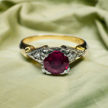 Load image into Gallery viewer, Antique 14k Gold Ruby &amp; Diamond Ring Sz 5.25 Edwardian Engagement Ring Natural Ruby Ring 585 Gold Diamond Ring Wedding Ring July Birthstone
