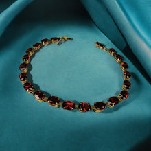 Load image into Gallery viewer, 10k Gold Garnet Tennis Bracelet 7.5&quot; 12 Carat T.W. Natural Oval Red Garnet 4.8g
