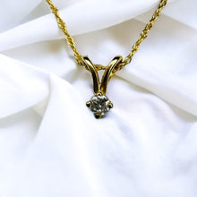 Load image into Gallery viewer, 14K Gold 1/20 CT Natural Diamond Solitaire Necklace 18&quot; .05ct April Birthstone
