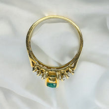 Load image into Gallery viewer, 10k Gold Natural Emerald Diamond Ring Sz 8.25 Earth Mined Emerald Ring 3g
