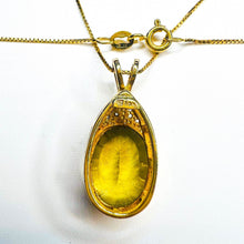 Load image into Gallery viewer, REAL 14k YELLOW GOLD 4.2cttw Oval Cut Natural Lemon Citrine Necklace 16&quot; 5.6g
