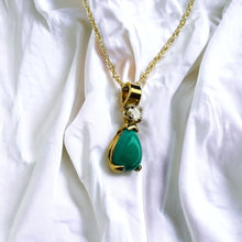 Load image into Gallery viewer, 14k Gold Natural Turquoise &amp; Diamond Necklace 18&quot; Pear Cut Cabochon Solitaire 1g
