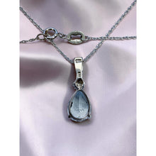 Load image into Gallery viewer, 10K White Gold Natural Aquamarine &amp; Diamond Necklace 18" 1.1CTTW Pear Cut -1.3g

