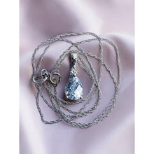 Load image into Gallery viewer, 10K White Gold Natural Aquamarine &amp; Diamond Necklace 18" 1.1CTTW Pear Cut -1.3g
