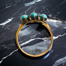 Load image into Gallery viewer, 14k Yellow Gold Antique Turquoise Ring Size 6.25 Victorian Estate Vinage 1.6g
