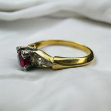 Load image into Gallery viewer, Antique 14k Gold Ruby &amp; Diamond Ring Sz 5.25 Edwardian Engagement Ring Natural Ruby Ring 585 Gold Diamond Ring Wedding Ring July Birthstone
