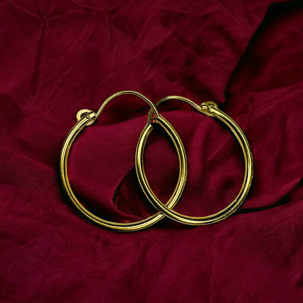 14k Gold Hoop Earrings 16mm French Hook Mini Hoops Dainty Minimalist Earrings