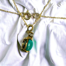 Load image into Gallery viewer, 14k Gold Natural Turquoise &amp; Diamond Necklace 18&quot; Pear Cut Cabochon Solitaire 1g
