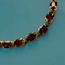 Load image into Gallery viewer, 10k Gold Garnet Tennis Bracelet 7.5&quot; 12 Carat T.W. Natural Oval Red Garnet 4.8g
