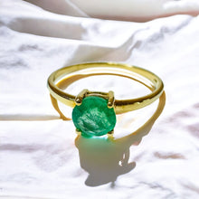 Load image into Gallery viewer, 10k Gold Natural Emerald Ring Size 7.25 Round Cut 1/2 Carat Solitaire Ring 1g
