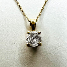 Load image into Gallery viewer, REAL 14k YELLOW GOLD 1/3ct Natural Diamond Solitaire Necklace 19&quot; Solid Gold 585
